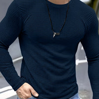 Frederick | Textured Waffle-Knit Long Sleeve Top in Navy