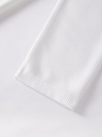 Frederick | Textured Waffle-Knit Long Sleeve Top in White