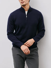 Silas | Men's Half Zip Jumper with Stand Collar and Clean Finish