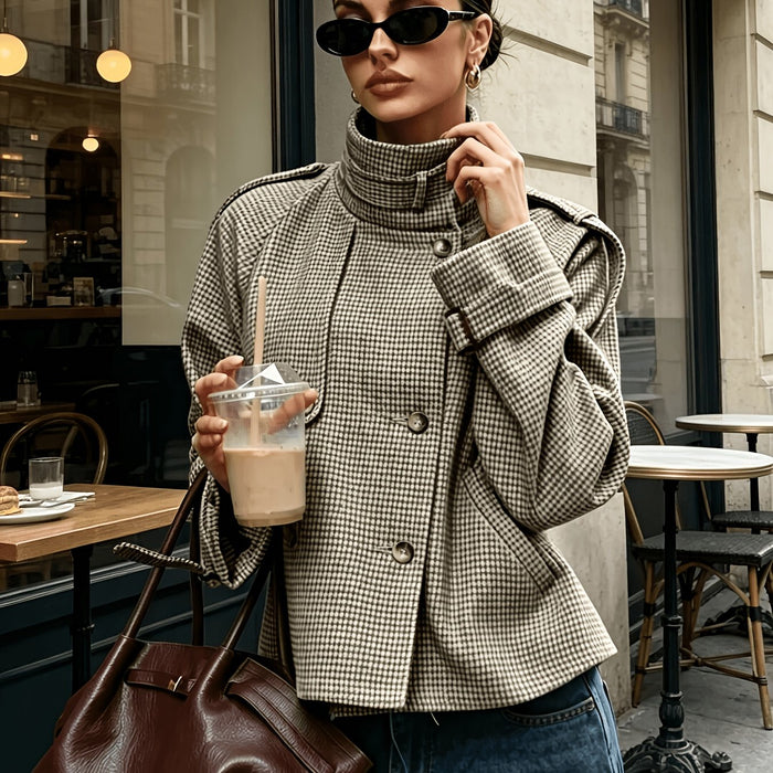 Bernadette | Refined Houndstooth Jacket in Khaki