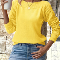 Marion | Openwork Sleeve Sweater in Yellow