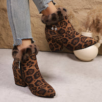 Evelina | Women's Ankle Boots with Block Heel and Trimmed Cuff