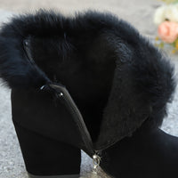 Evelina | Women's Ankle Boots with Block Heel and Trimmed Cuff