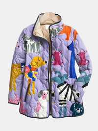 Jessamine | Women's Quilted Jacket with Stand Collar and Snap Buttons