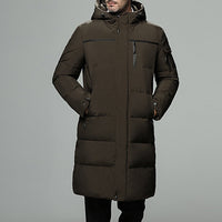 Gilbert | Men's Longline Puffer Coat with Hood and Warm Padding