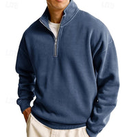 Sutton | Men's Quarter Zip Sweatshirt with Stand Collar and Roomy Fit