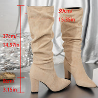 Isolde | Women's Knee High Boots with Block Heel and Gathered Shaft