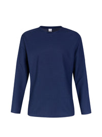 Frederick | Textured Waffle-Knit Long Sleeve Top in Navy