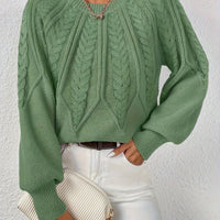 Ophelia | Relaxed Cable-Knit Sweater in Matcha