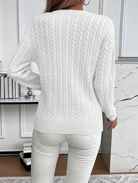 Lorelei | Cable-Knit Round Neck Sweater in Purple