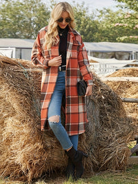 Elowen | Women's Longline Coat with Check Pattern and Soft Drape