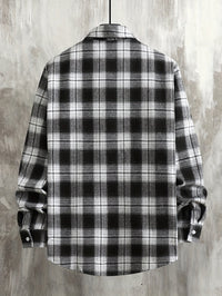 Clayton | Relaxed Checked Long-Sleeve Shirt in Black