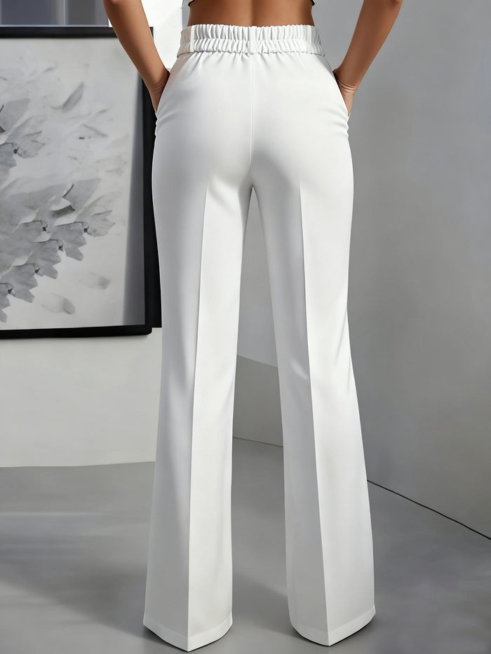 Gillian | Tailored Wide-Leg Trousers in White