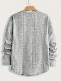 Clifford | Textured Knit-Look Long Sleeve Top in Light Grey