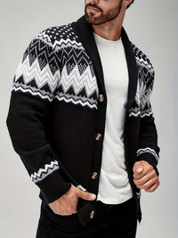 Whitaker | Men's Shawl Cardigan with Nordic Pattern and Warm Knit