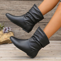 Lucia | Women's Slip On Ankle Boots with Gathered Shape and Flat Sole