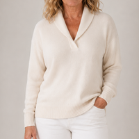 Isabelle | Women's Knit Jumper with Shawl Collar and Relaxed Shape