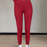 Emmeline | High-Waisted Skinny Jeans in Red
