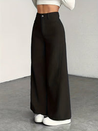 Nora | High-Waisted Wide-Leg Trousers in Black