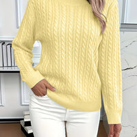 Lorelei | Cable-Knit Round Neck Sweater in Yellow