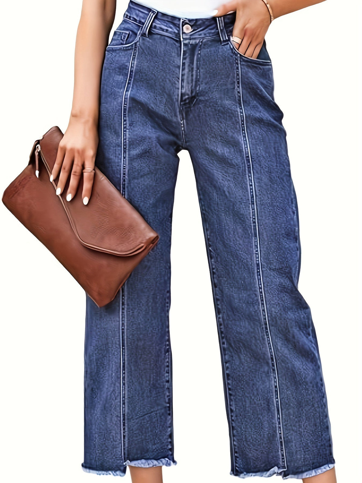 Ramona | Washed Straight-Leg Cropped Jeans in Royal Blue