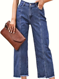 Ramona | Washed Straight-Leg Cropped Jeans in Royal Blue