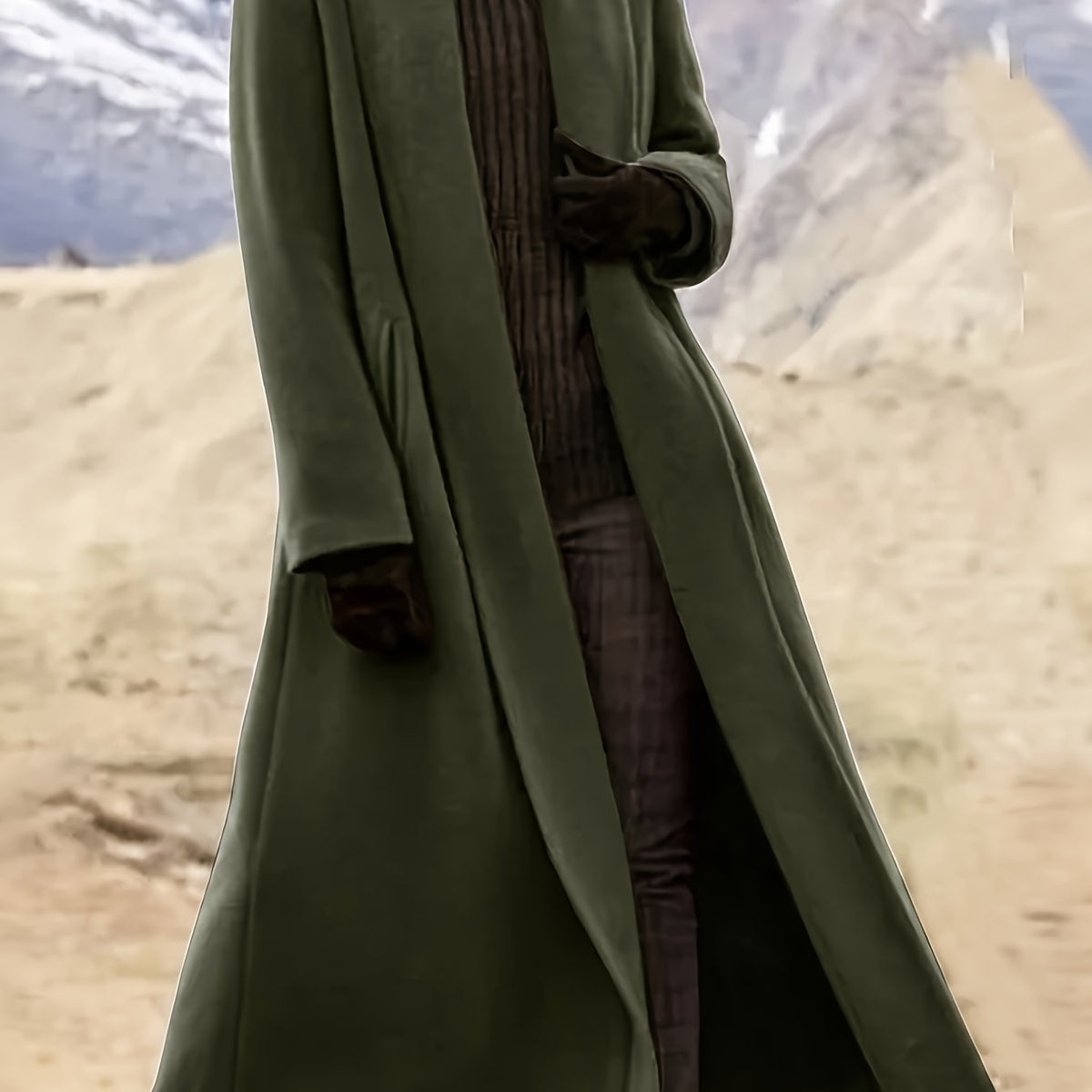 Gwendolyn | Draped Longline Coat in Fern Green