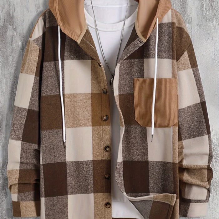 Sawyer | Men's Hooded Jacket with Check Pattern and Relaxed Comfort