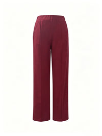 Marlene | High-Waisted Straight-Leg Trousers in Deep Red