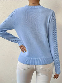 Lorena | Pointelle Knit Sweater in Light Blue