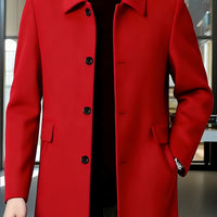 Cedric | Tailored Single-Breasted Overcoat in Red