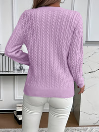 Lorelei | Cable-Knit Round Neck Sweater in Khaki