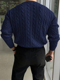 Gareth | Cable-Knit Round Neck Sweater in Grey