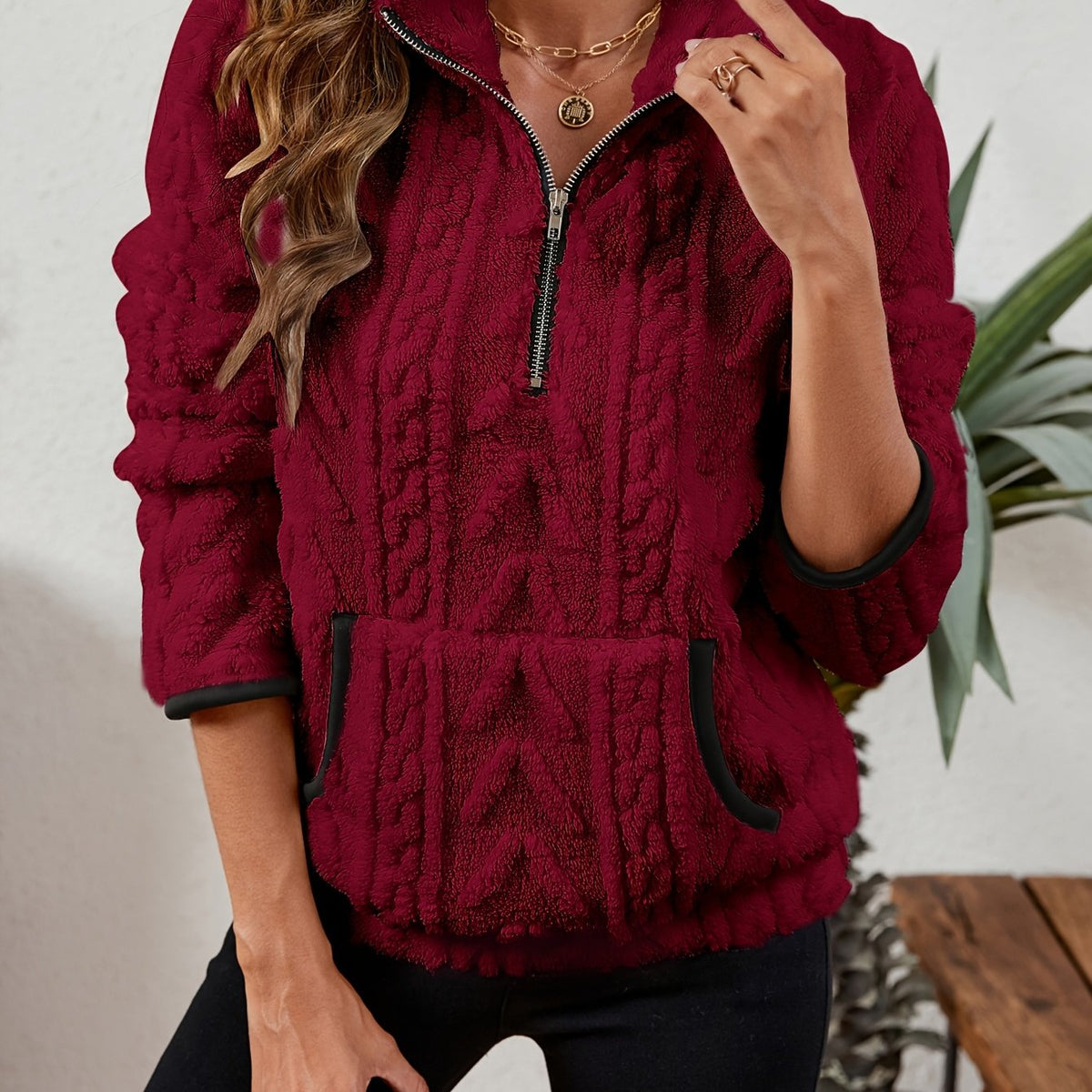 Edith | Women's Half Zip Pullover with Plush Texture and Soft Warmth