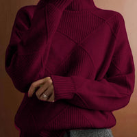 Freya | Textured Turtleneck Sweater in Black