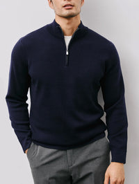 Silas | Men's Half Zip Jumper with Stand Collar and Clean Finish