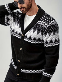 Whitaker | Men's Shawl Cardigan with Nordic Pattern and Warm Knit