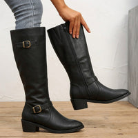 Hester | Women's Knee High Boots with Buckle Detail and Clean Line