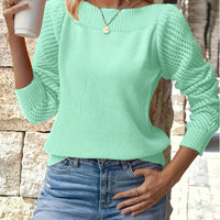 Marion | Openwork Sleeve Sweater in Light Purple
