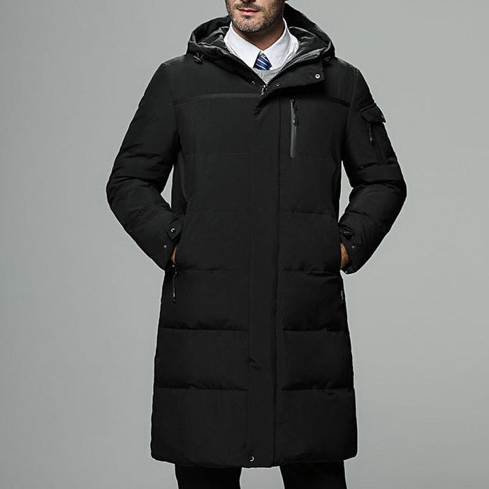 Gilbert | Men's Longline Puffer Coat with Hood and Warm Padding
