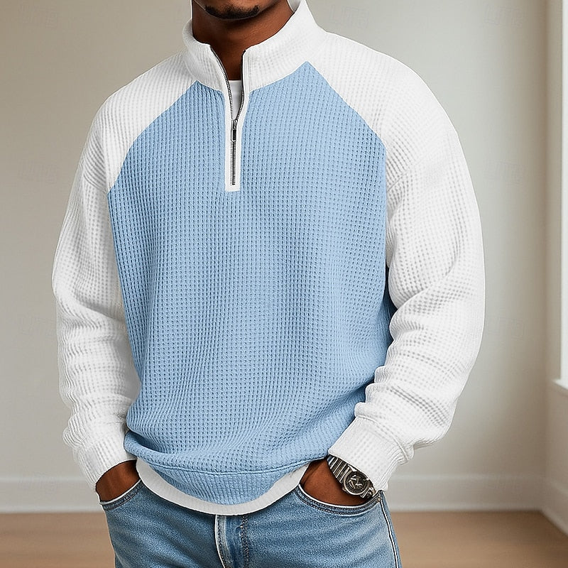 Nathaniel | Men's Quarter Zip Pullover with Gentle Texture and Warm Knit