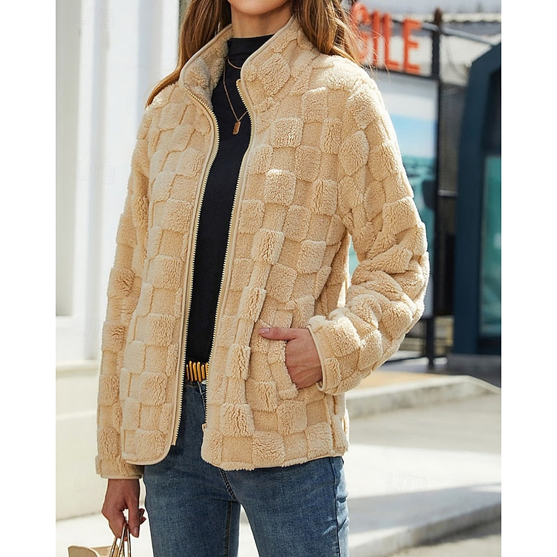 Rosabel | Women's Jacket with Stand Collar and Textured Finish