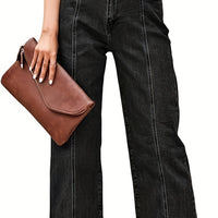 Ramona | Washed Straight-Leg Cropped Jeans in Black