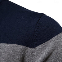 Miles | Colour-Block Quarter-Zip Sweater in Dark Navy