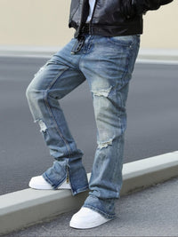 Baxter | Relaxed Straight-Leg Distressed Jeans in Blue