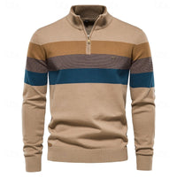 Reuben | Men's Quarter Zip Jumper with Colour Block and Warm Knit