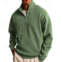 Sutton | Men's Quarter Zip Sweatshirt with Stand Collar and Roomy Fit