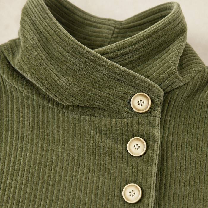 Tina | Women's Corduroy Jacket with Funnel Collar and Curved Hem