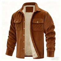 Dalton | Ribbed Fleece-Lined Jacket in Brown