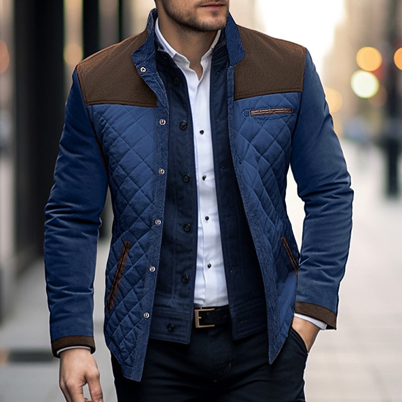 Roman | Men's Quilted Jacket with Colour Block Panels and Clean Design